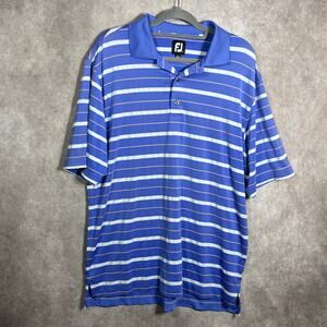 FootJoy Golf Polo Shirt Mens Large Purple White Striped Short Sleeves Athleisure
